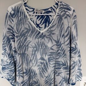 Tommy Bahama Palm Leaf tropical pima cotton open knit sweater